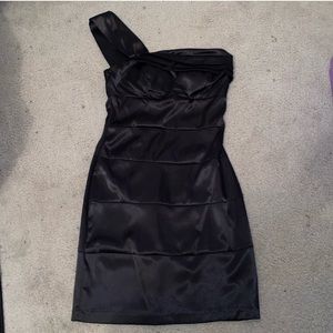 Ruby Rox Black One Shoulder Strap Dress